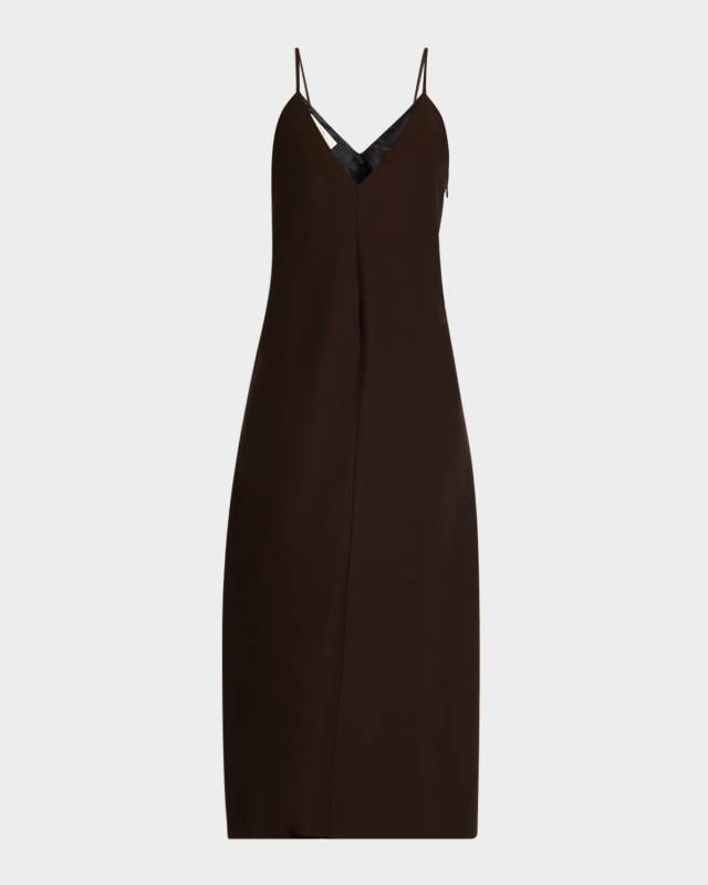 Plunging Sleeveless Midi Slip Dress
